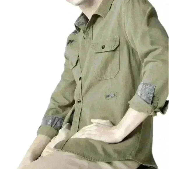 Lucky Brand Lucky Legend Rip and Repair Utility Shirt Men's Small (listing as) - Picture 2 of 6